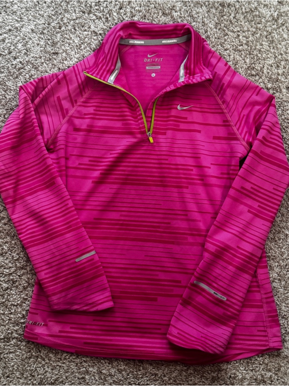 Nike Pink Dri-FIT Striped Half-Zip Pullover